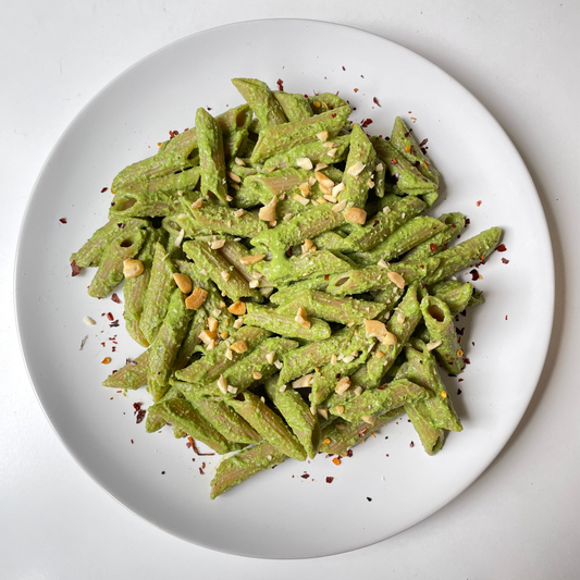 Creamy Basil and Spinach sauce with Wholewheat Penne